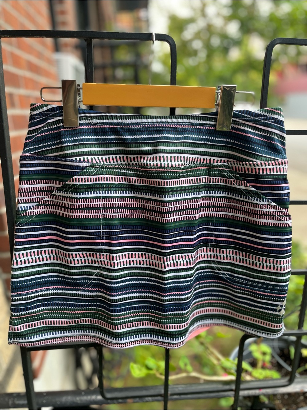 JOFIT Striped Skort in Navy, Green & Pink